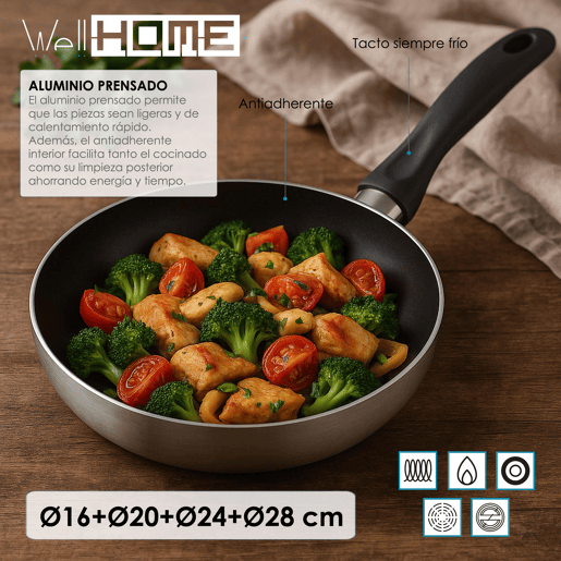 Conjunto de 4 frigideiras Well Home Conjunto de 4 frigideiras Well Home