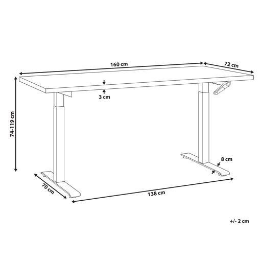 Beliani Secretária de pé ajustável manualmente DESTINES