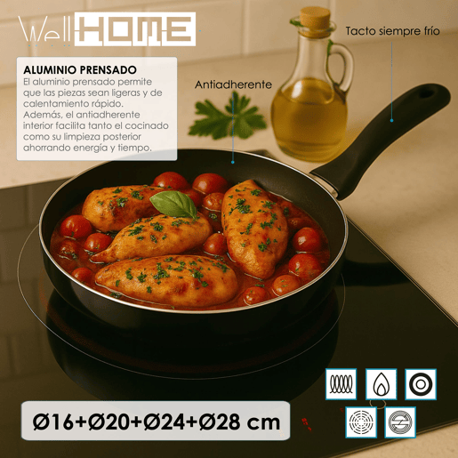 Conjunto de 4 frigideiras Well Home