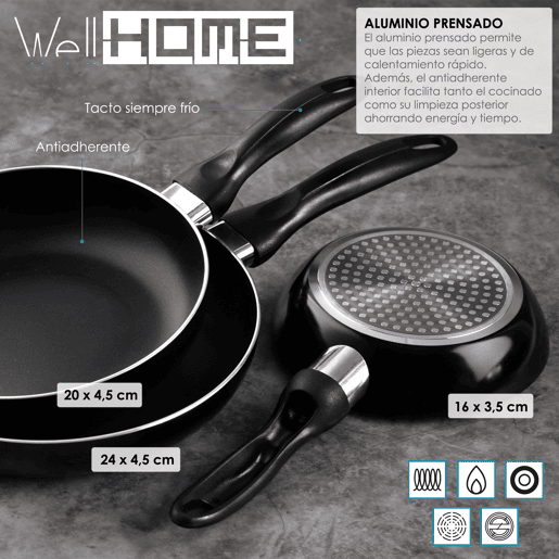 Conjunto de panelas Well Home de 12 peças + 3 panelas Conjunto de panelas Well Home de 12 peças + 3 panelas