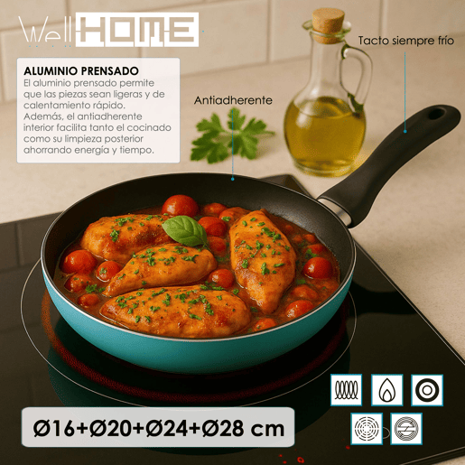 Conjunto de 4 frigideiras Well Home