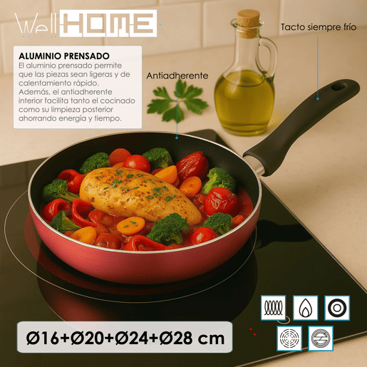 Conjunto de 4 frigideiras Well Home