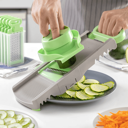 Pack Cortador de Verduras em Espiral e Mandolina-Ralador Dobrável 6 em 1 InnovaGoods