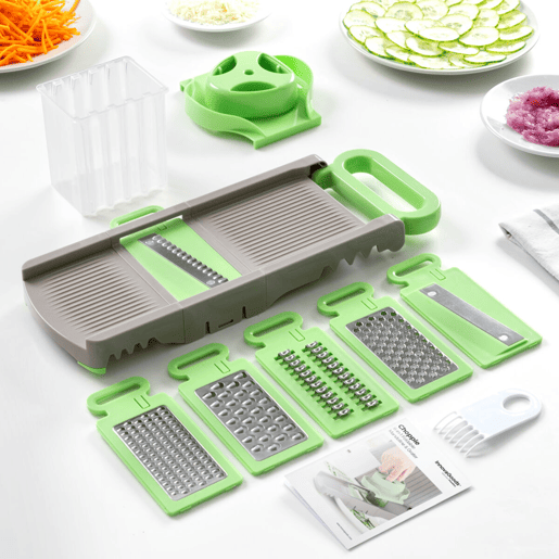 Pack Cortador de Verduras em Espiral e Mandolina-Ralador Dobrável 6 em 1 InnovaGoods