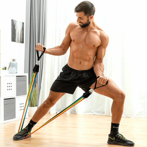 Pack Prancha de flexões push-up e Conjunto de Elásticos de Resistência com Acessórios e Guia de Exercícios InnovaGoods