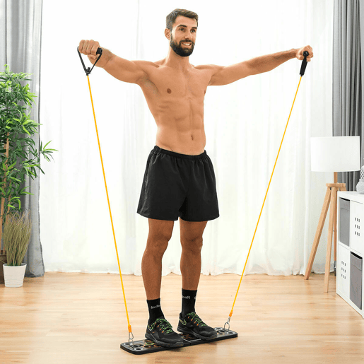 Pack Prancha de flexões push-up e Conjunto de Elásticos de Resistência com Acessórios e Guia de Exercícios InnovaGoods