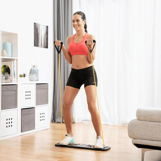 Pack Prancha de flexões push-up e Conjunto de Elásticos de Resistência com Acessórios e Guia de Exercícios InnovaGoods