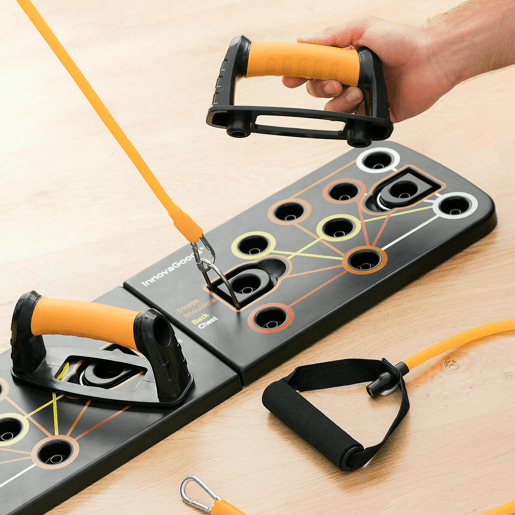 Pack Prancha de flexões push-up e Conjunto de Elásticos de Resistência com Acessórios e Guia de Exercícios InnovaGoods
