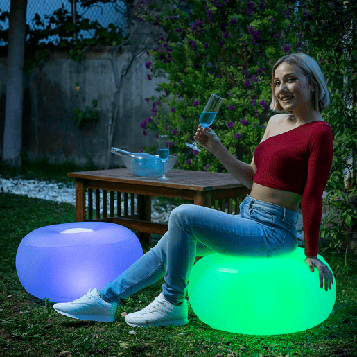 Pack Poltrona Insuflável com LED Multicolor e Assento Insuflável com LED Multicolor e Controlo Remoto InnovaGoods Pack Poltrona Insuflável com LED Multicolor e Assento Insuflável com LED Multicolor e Controlo Remoto InnovaGoods