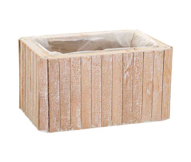 Cesto rectangular de madera marrón 20.5x14.5x11