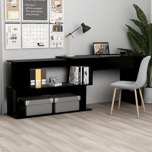 Secretária de canto - Mesa de computador 200x50x76 cm derivados de madeira preto