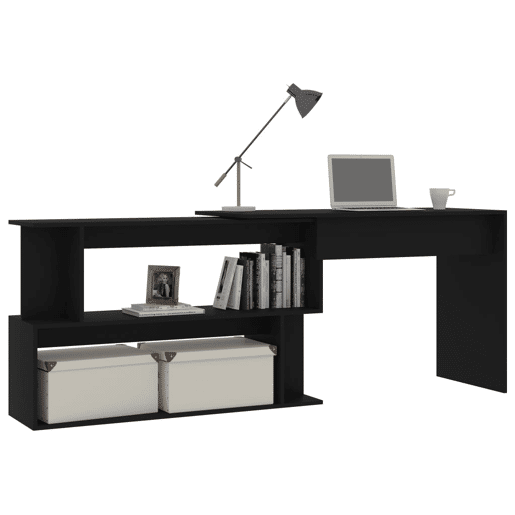 Secretária de canto - Mesa de computador 200x50x76 cm derivados de madeira preto
