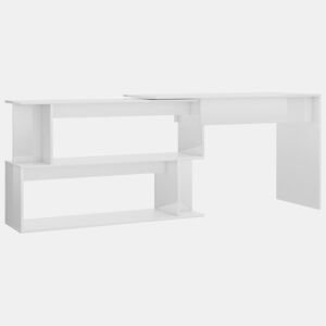Secretária de canto - Mesa de computador derivados de madeira branco brilhante