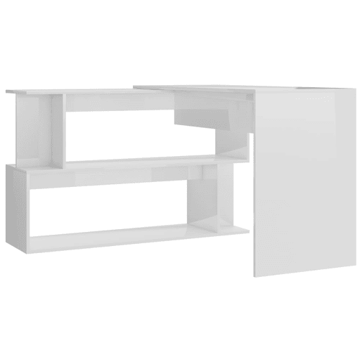 Secretária de canto - Mesa de computador derivados de madeira branco brilhante