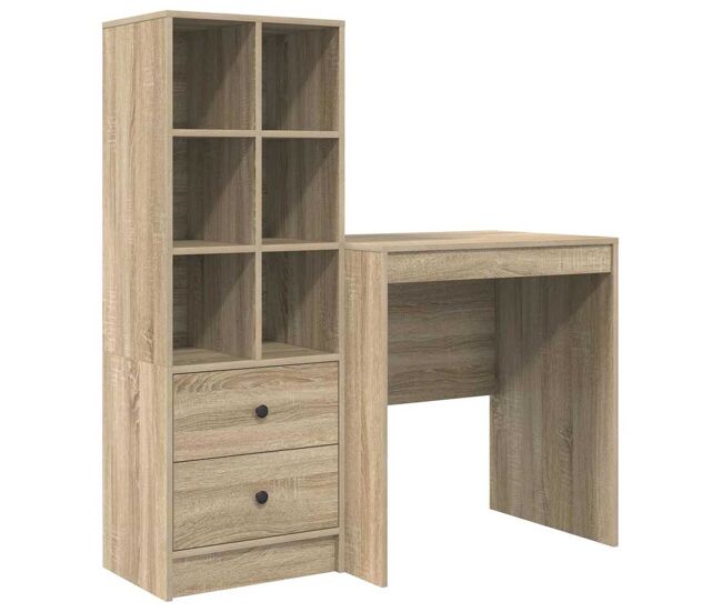 Escritorio - mesa de ordenador con almacenamiento con cajón 2 pcs roble sonoma