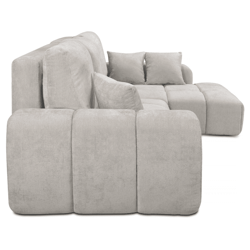 Sofá de canto direito convertível em tecido chenille «Verneuil» - 265 x 168 x 96 cm - Bege Sofá de canto direito convertível em tecido chenille «Verneuil» - 265 x 168 x 96 cm - Bege