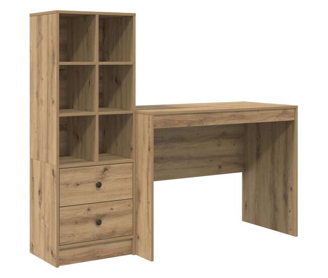 Escritorio - mesa de ordenador con almacenamiento con cajón 2 pcs roble artisan