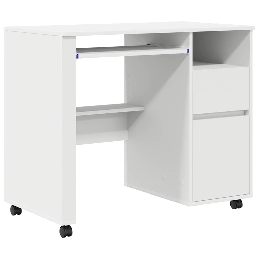 Escritorio - mesa de ordenador con ruedas con cajón blanco 91 x 50 x 77 cm