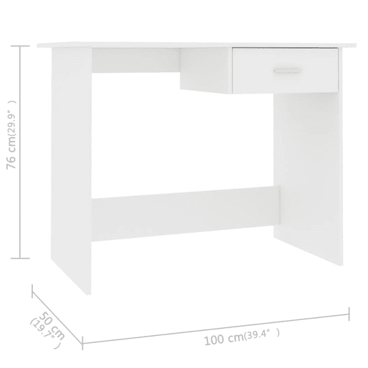 Secretária Escrivaninha de computador - 100x50x76 cm contraplacado branco