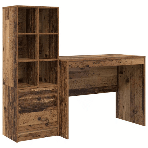 Secretária Escrivaninha de computador - com Armazenamento 2 pcs Madeira Antiga 100 x 50 x 76 cm Secretária Escrivaninha de computador - com Armazenamento 2 pcs Madeira Antiga 100 x 50 x 76 cm