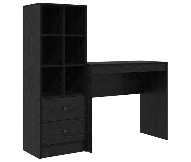 Escritorio - mesa de ordenador con almacenamiento 2 pcs roble negro 90 x 40 x 76 cm