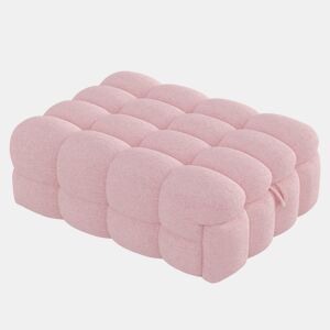 Sofá-cama 90x200 cm - 2 em 1, Puff, Cama individual, Tecido Teddy - Rosa