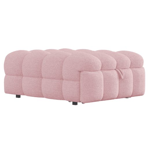 Sofá-cama 90x200 cm - 2 em 1, Puff, Cama individual, Tecido Teddy - Rosa