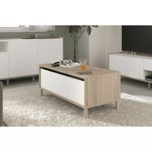 Mesa de Centro Elevável Parisot Branco 100 x 50 x 43,6 cm Mesa de Centro Elevável Parisot Branco 100 x 50 x 43,6 cm