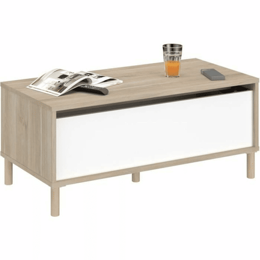 Mesa de Centro Elevável Parisot Branco 100 x 50 x 43,6 cm Mesa de Centro Elevável Parisot Branco 100 x 50 x 43,6 cm