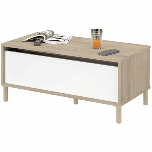 Mesa de Centro Elevável Parisot Branco 100 x 50 x 43,6 cm Mesa de Centro Elevável Parisot Branco 100 x 50 x 43,6 cm