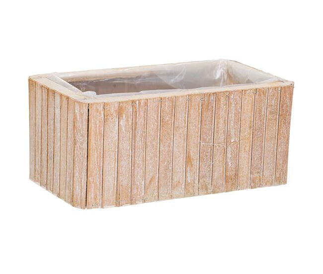 Cesto rectangular de madera marrón 25.5x14.5x11