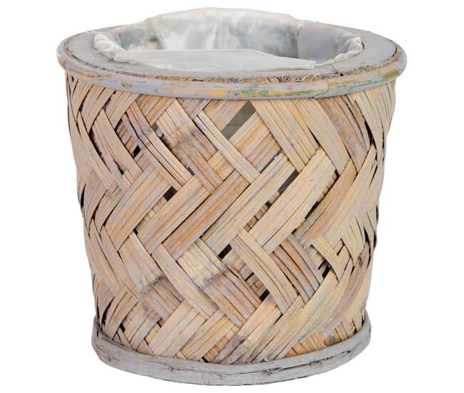 Cesto redondo de madera 16x16x14h cm