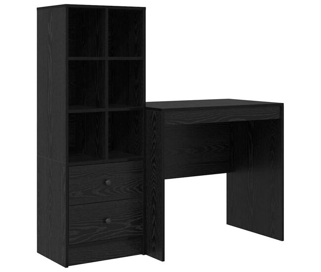 Escritorio - mesa de ordenador con almacenamiento 2 pcs roble negro 80 x 50 x 76 cm