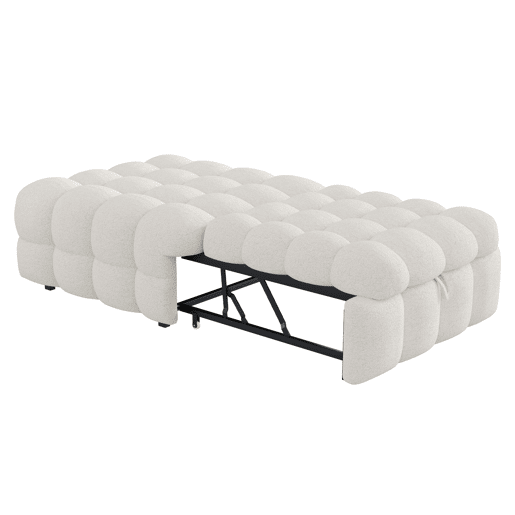Sofá-cama 90x200 cm - 2 em 1, com apoio para os pés, sofá extensível, cama individual, tecido de veludo - Bege