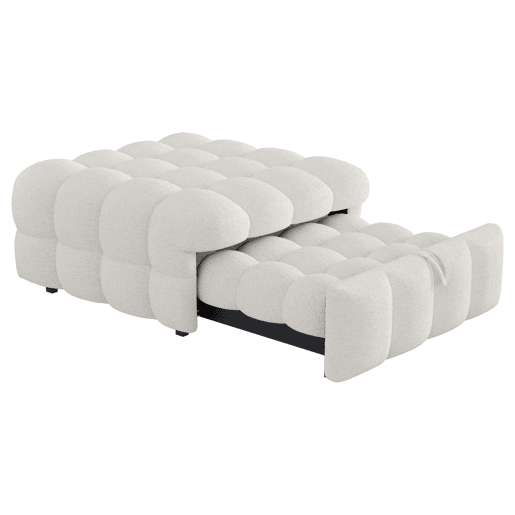 Sofá-cama 90x200 cm - 2 em 1, com apoio para os pés, sofá extensível, cama individual, tecido de veludo - Bege