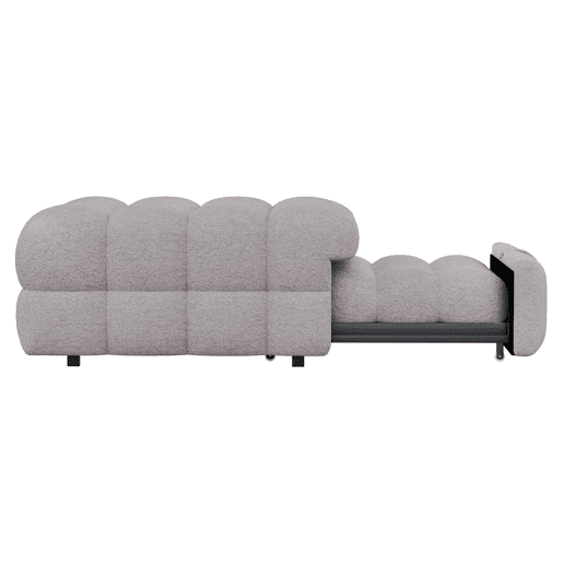 Sofá-cama 90x200 cm - 2 em 1, Puff, Sofá extensível, Cama individual, Cama tipo Puffy, Tecido Teddy - Cinza