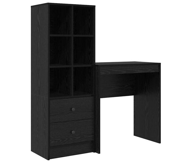 Escritorio - mesa de ordenador con almacenamiento 2 pcs roble negro 70 x 40 x 76 cm