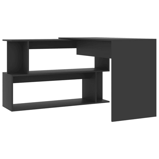 Secretária de canto - Mesa de computador 200x50x76 cm contraplacado cinzento