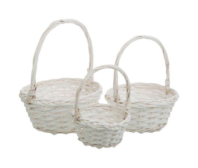 Cestas de mimbre blanco set 3 pzas 23x23x28-19x19x24-15x15x20h cm