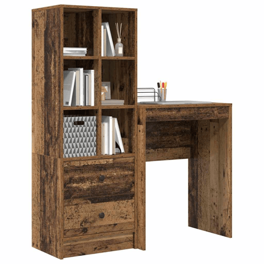Secretária Escrivaninha de computador - com Armazenamento 2 pcs Madeira Antiga 45.5 x 34 x 127 cm Secretária Escrivaninha de computador - com Armazenamento 2 pcs Madeira Antiga 45.5 x 34 x 127 cm