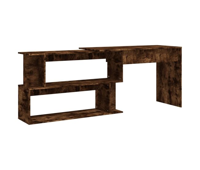 Escritorio - mesa de ordenador de esquina contrachapada roble ahumado 200x50x76 cm