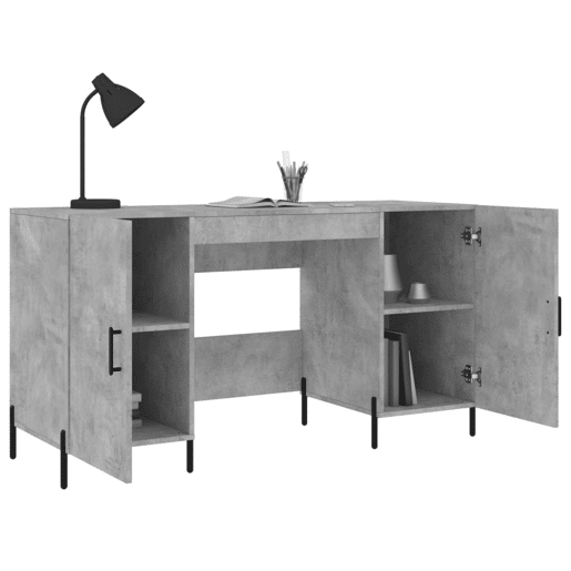 Secretária Escrivaninha de computador - 140x50x75 cm derivados de madeira cinza cimento