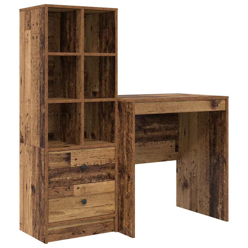 Escritorio - mesa de ordenador con almacenamiento con cajón 2 pcs madera vieja
