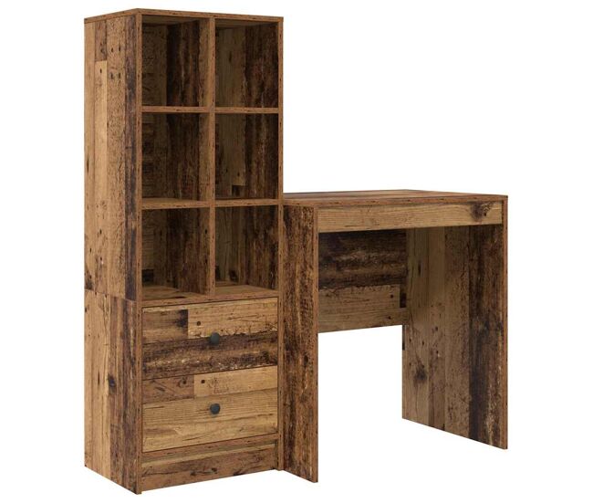 Escritorio - mesa de ordenador con almacenamiento con cajón 2 pcs madera vieja