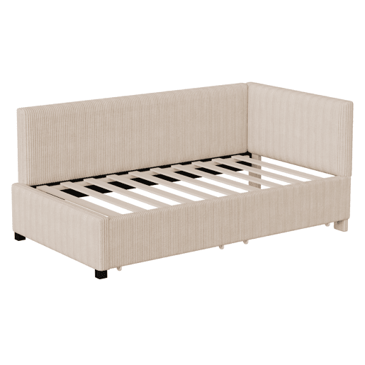 Sofá-cama 90x200 - Multifuncional com 2 gavetas de arrumação e estrado - Bege