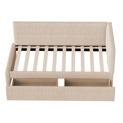 Sofá-cama 90x200 - Multifuncional com 2 gavetas de arrumação e estrado - Bege