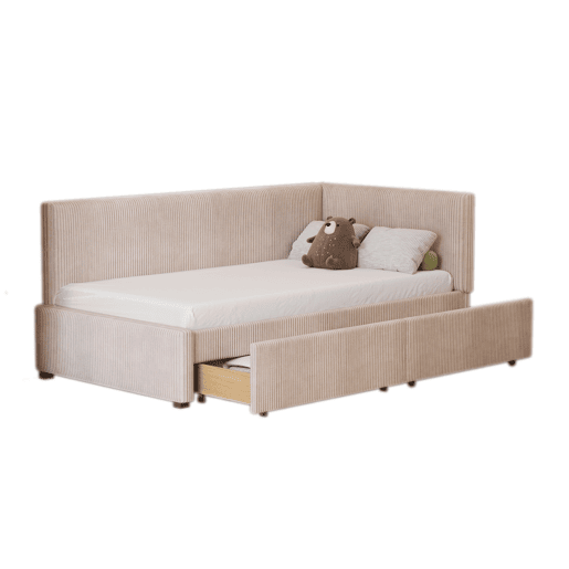 Sofá-cama 90x200 - Multifuncional com 2 gavetas de arrumação e estrado - Bege