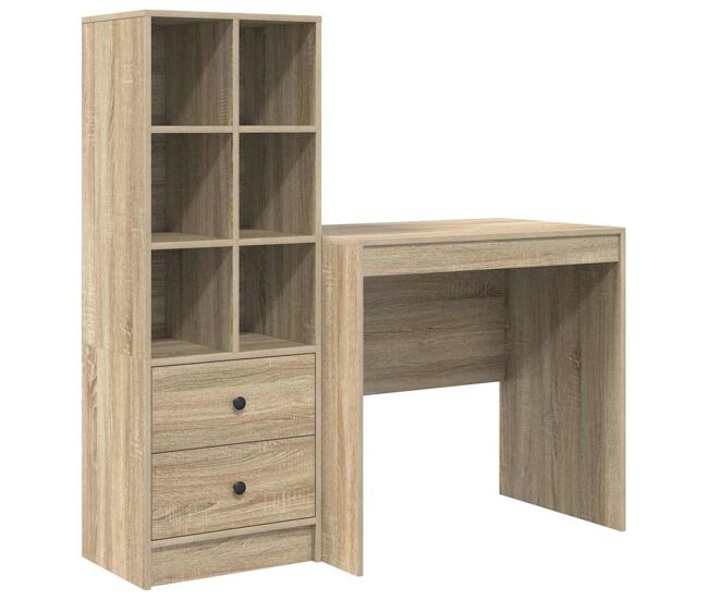 Escritorio - mesa de ordenador con almacenamiento con cajón 2 pcs roble sonoma