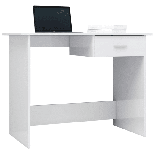 Secretária Escrivaninha de computador - 100x50x76 cm contraplacado branco brilhante