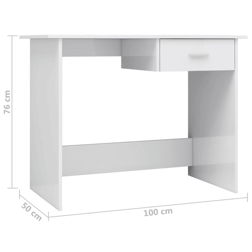 Secretária Escrivaninha de computador - 100x50x76 cm contraplacado branco brilhante